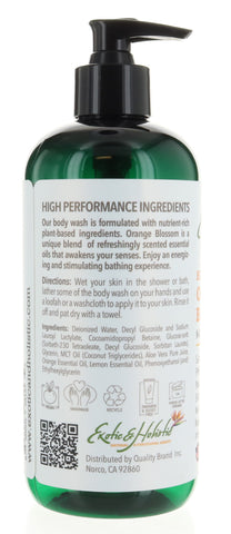 Orange Blossom and Lemon Handmade Natural Body Wash, with Pump 16 FL / 473 mL Infused with Essential Oil, Luxurious Aromatherapy Citrus Scent by Exotic and Holistic