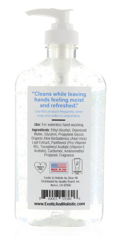 Pack 2, Rinse Free Hand Cleanser with Aloe Vera, Fresh and Clean Scent 15 FL / 443 mL Each by Exotic & Holistic