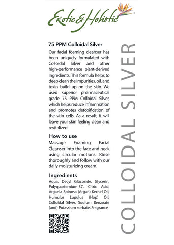 Fresh Lime Verbena Natural Facial Foaming Cleanser Infused with 75 PPM Colloidal Silver for All Skin Type 5.8 FL OZ / 165 G By Exotic & Holistic