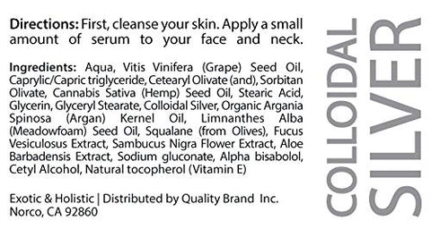 Night Time & Day Time Face and Neck Serum 1 FL OZ, Age-Defying for Anti-aging Wrinkle Formula, Infused with Colloidal Silver 75 PPM By Exotic & Holistic