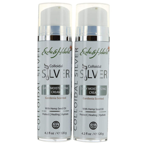 2 Bottles Gardenia Daily Moisturizer, Face and Body Cream Infused with Colloidal Silver by Exotic and Holistic 4.2 Oz/120 g