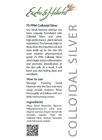 Unscented Natural Facial Foaming Cleanser Infused with Colloidal Silver, Relief Gentle Soothing Face Cleanser For Sensitive Skin 5.8Oz/165g