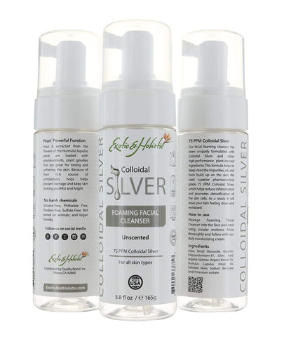 Unscented Natural Facial Foaming Cleanser Infused with Colloidal Silver, Relief Gentle Soothing Face Cleanser For Sensitive Skin 5.8Oz/165g