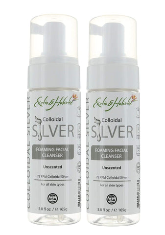2 Bottles Unscented Natural Facial Foaming Cleanser Infused with Colloidal Silver, Relief Gentle Soothing Face Cleanser For Sensitive Skin 5.8Oz/165g