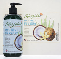 Tropical Caribbean Coconut Natural Body Wash Infused with Essential Oil, Sulfate Free, Paraben Free 16 Oz / 473 mL by Exotic & Holistic