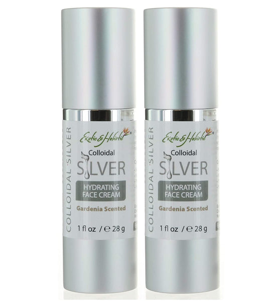 2 Pack, Hydrating Face Cream Infused with 75 PPM Colloidal Silver, Anti-aging Face Moisturizer Cream, Gardenia 1 Oz / 28g by Exotic and Holistic