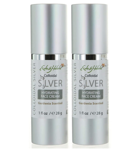 2 Pack, Hydrating Face Cream Infused with 75 PPM Colloidal Silver, Anti-aging Face Moisturizer Cream, Gardenia 1 Oz / 28g by Exotic and Holistic