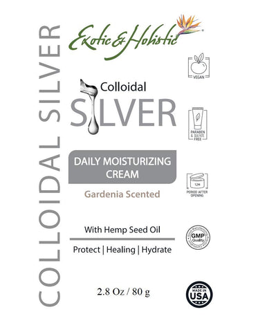Gardenia Daily Moisturizer, Face and Body Cream Infused with Colloidal Silver by Exotic and Holistic 2.8 FL OZ/80 g