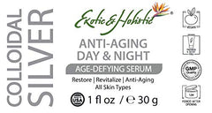 Night Time & Day Time Face and Neck Serum 1 FL OZ, Age-Defying for Anti-aging Wrinkle Formula, Infused with Colloidal Silver 75 PPM By Exotic & Holistic