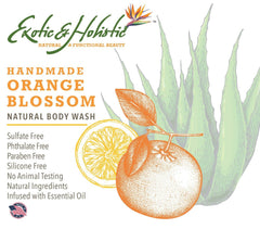 Set of Natural Aloe Vera Body Wash Infused with Essential Oil 8.5 FL, Orange Blossom and Natural Facial Foaming Cleanser 2 FL, Infused with Colloidal Silver 75 PPM for All Skin Types By Exotic & Holistic